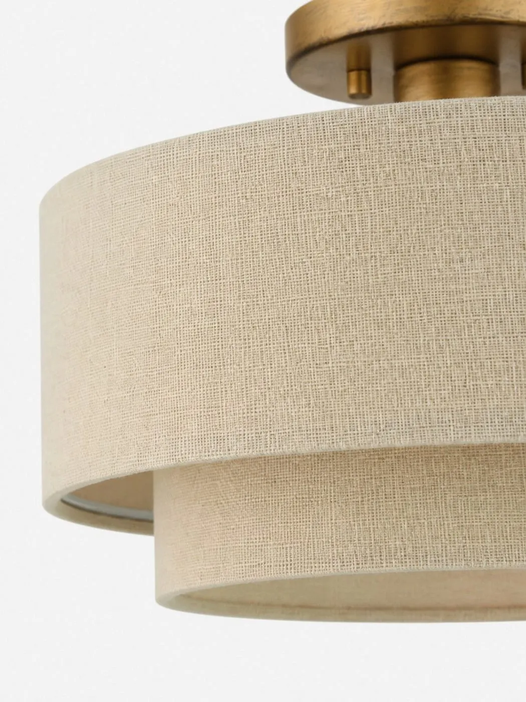 Vue rapprochée de la texture d'abat-jour en mélange de lin