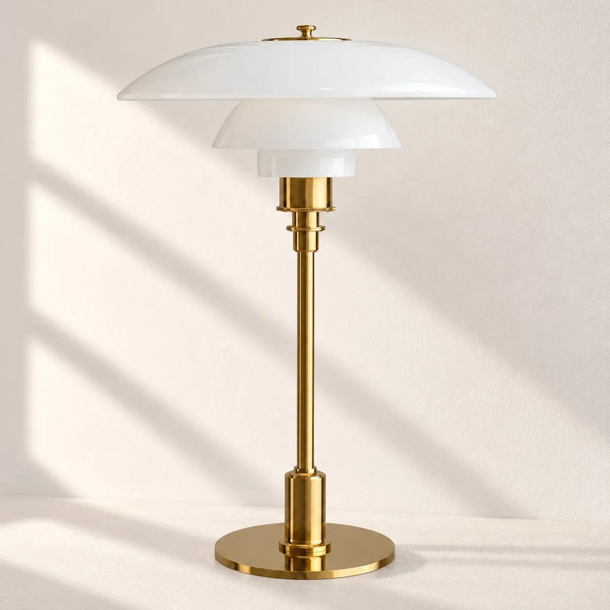 Three-Tier Glass Table Lamp for Nightstand and Living Room, Metal Base, 28 cm / 11 in
