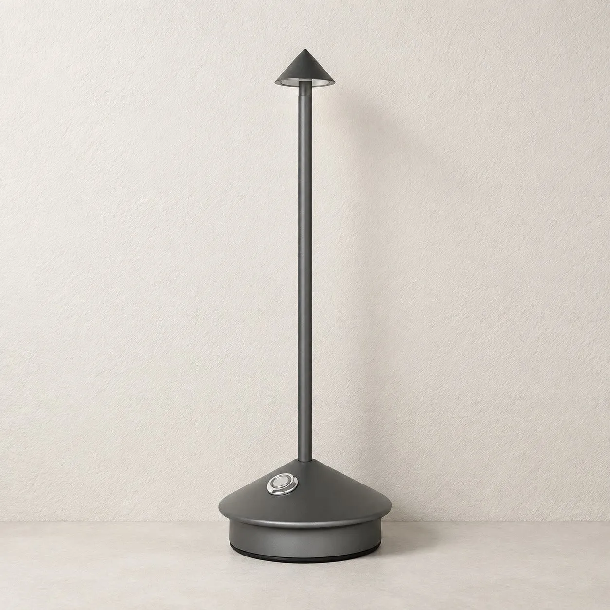 Lampe de table LED rechargeable, finition gris foncé