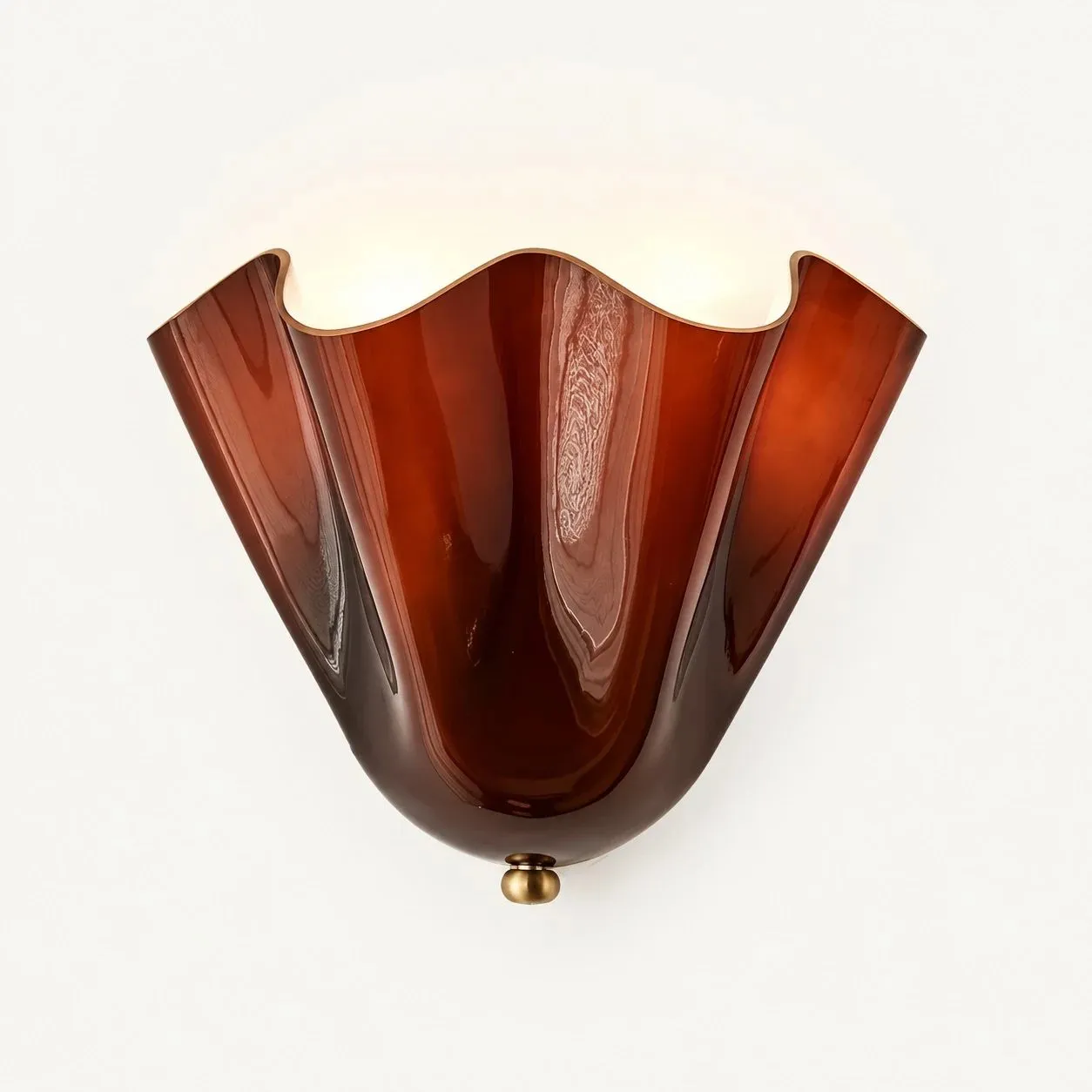 Velora Hand Blown Glass and Ceramic Shell Wall Sconce for Bedroom and Living Room