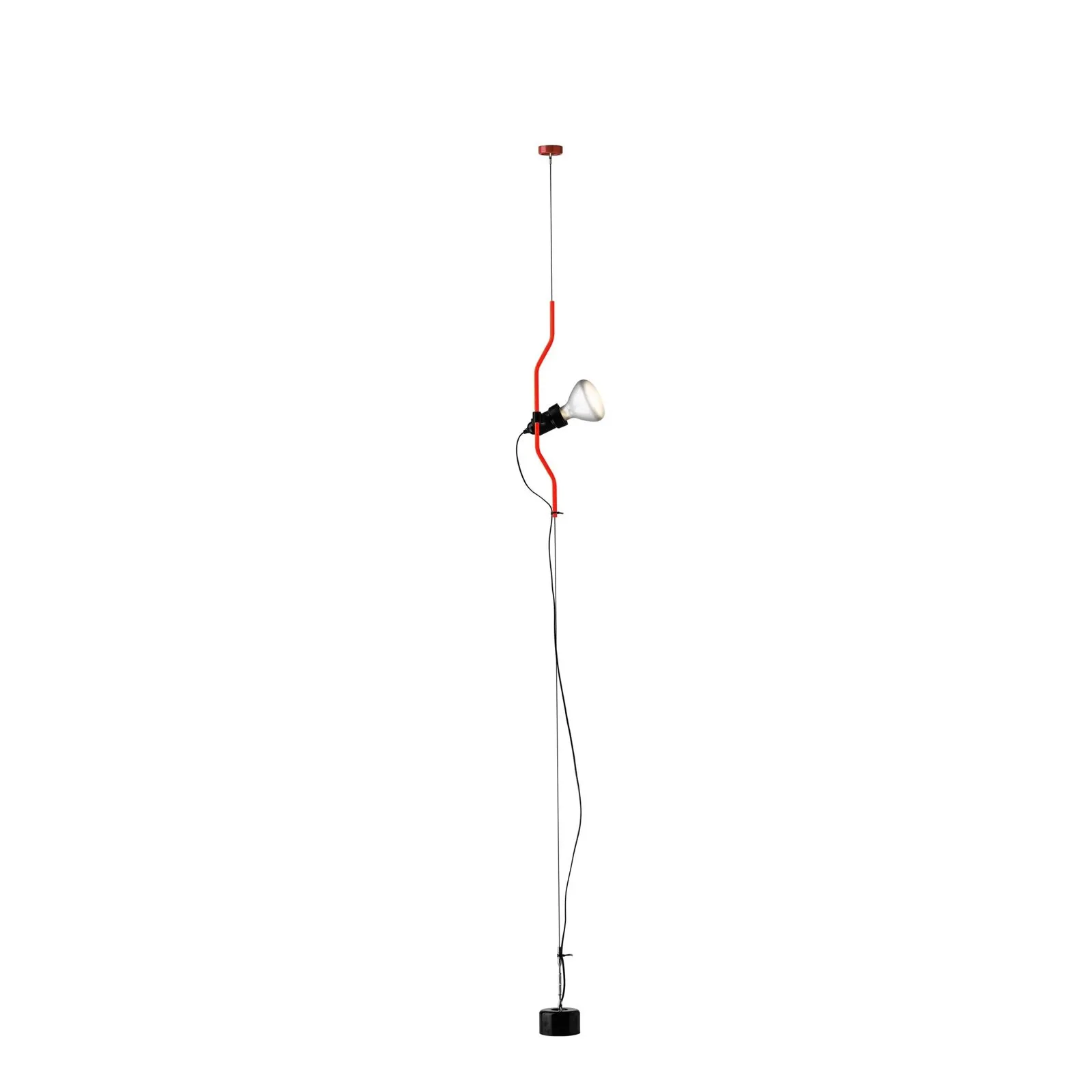 Lampadaire à câble rouge une tête, fond blanc