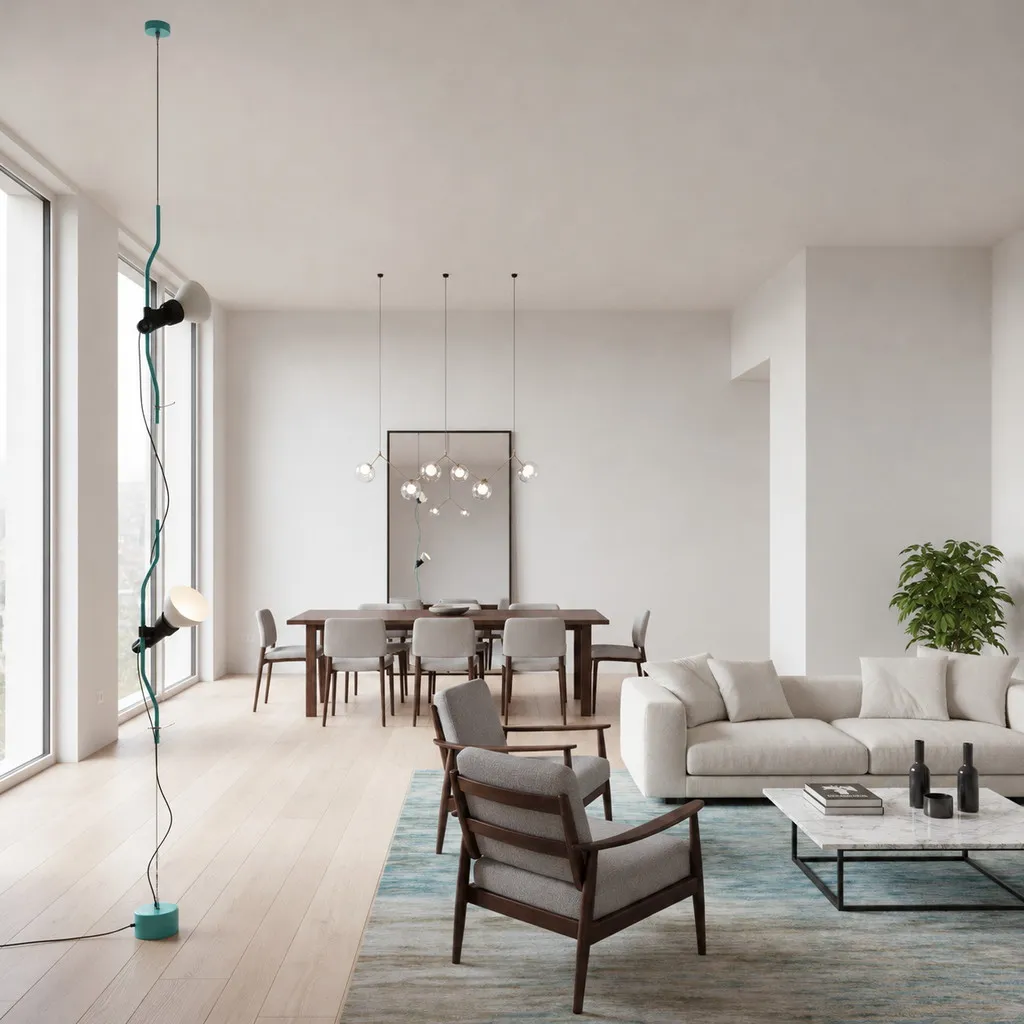 Multicolored Floor Lamp With Line